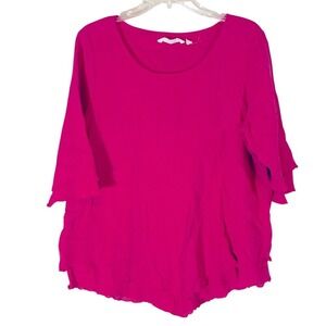 Soft Surroundings Siesta Key Pink Layered Guaze Top‎ Size L